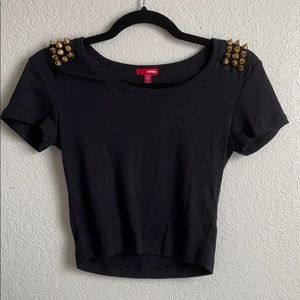 Gold Spike Shoulder Crop Top